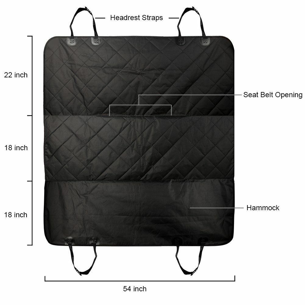 "Measurement details of the waterproof car seat cover."