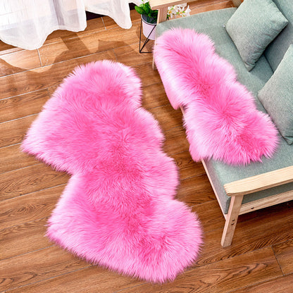 Double Heart Long Plush Carpet for Soft & Fluffy Living Room & Bedroom Mat