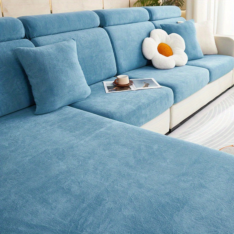 Premium Sofa Cover in soft jacquard polar fleece, pet-friendly design Blue