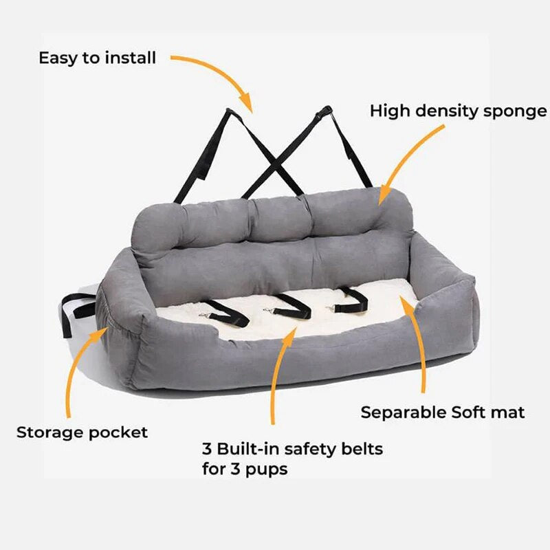 "A detailed view of the booster seat highlighting its waterproof and washable features."