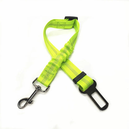 Adjustable Elastic Pet Car Seat Belt in Neon Green Color