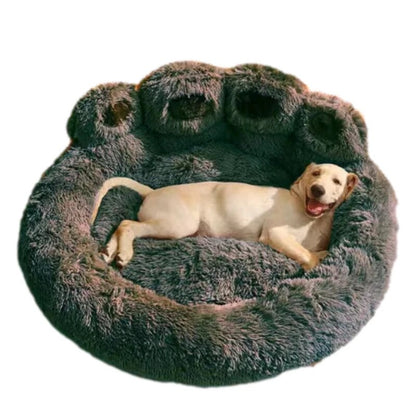 Cosy Fluffy Supportive Large Paw Non Slip Shaped Dog Bed