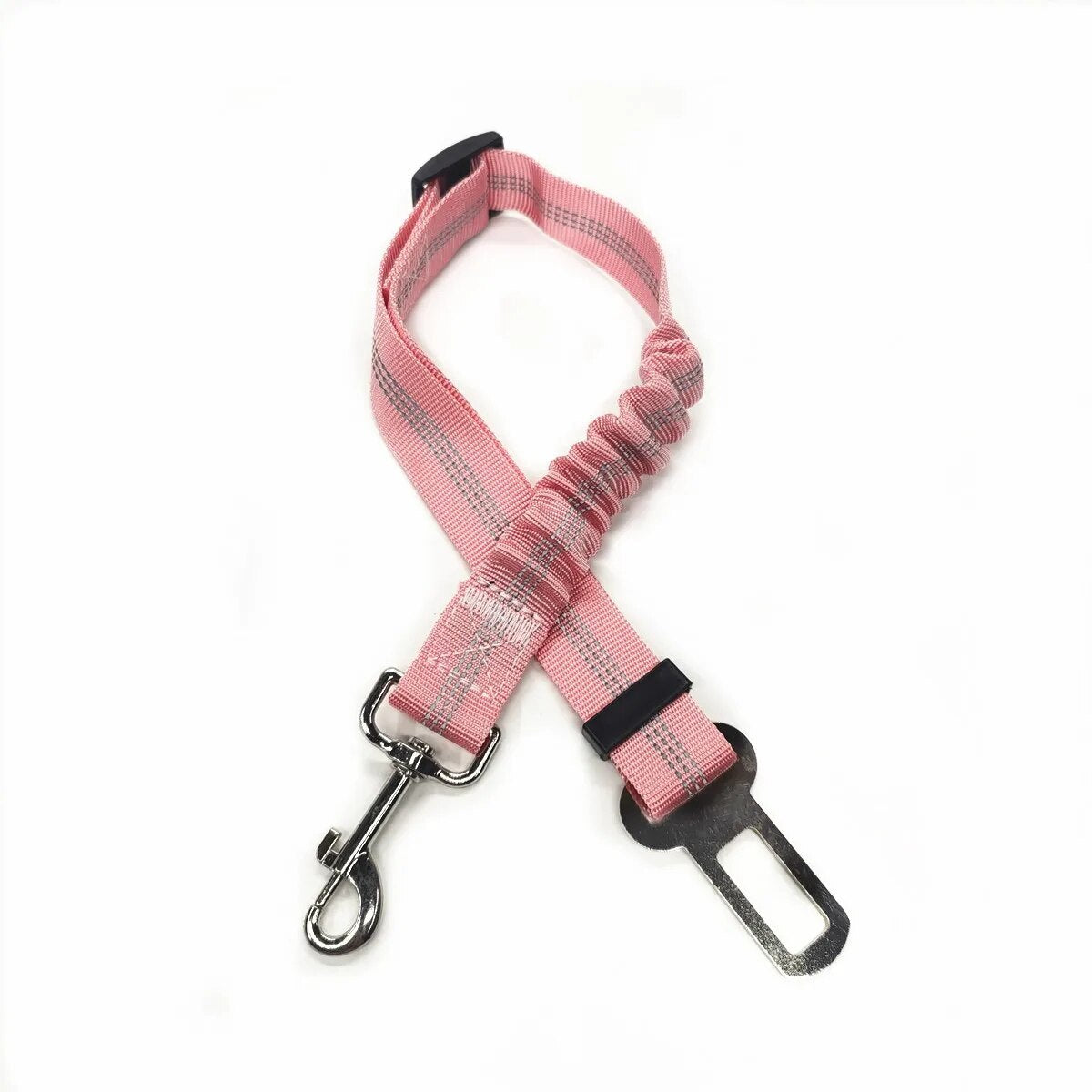 Adjustable Elastic Pet Car Seat Belt in Light Pink Color