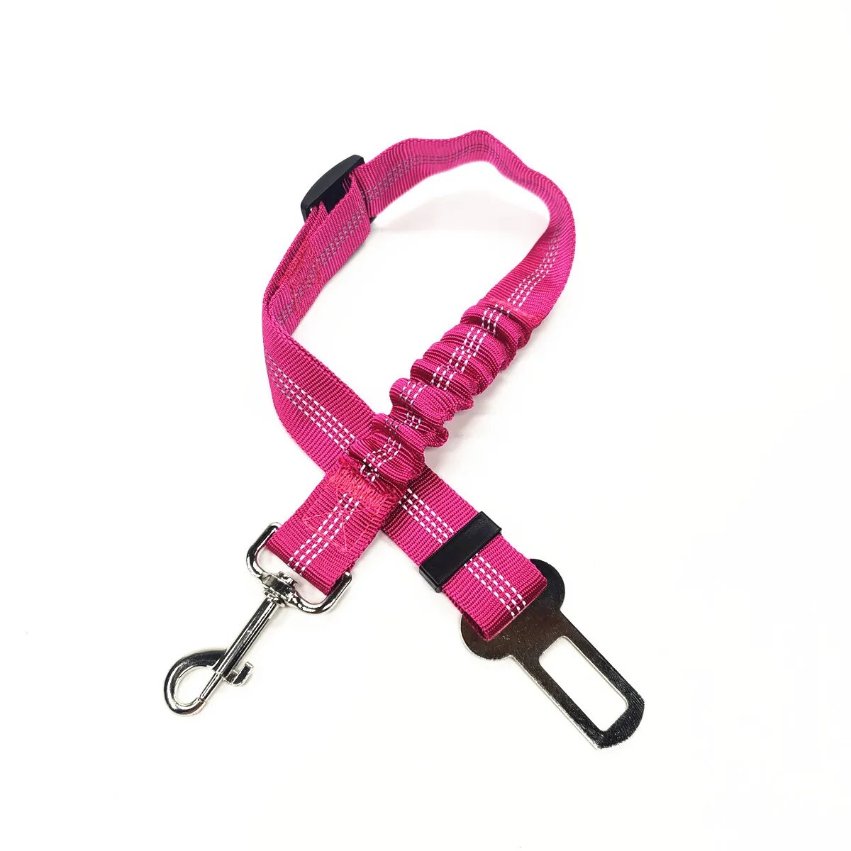 Adjustable Elastic Pet Car Seat Belt in Hot Pink Color