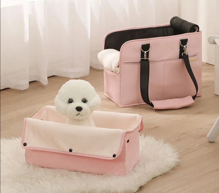 Cosy Padded Soft Pet Carrier, Car Console Seat, Dog Carry Washable Adjustable Bag