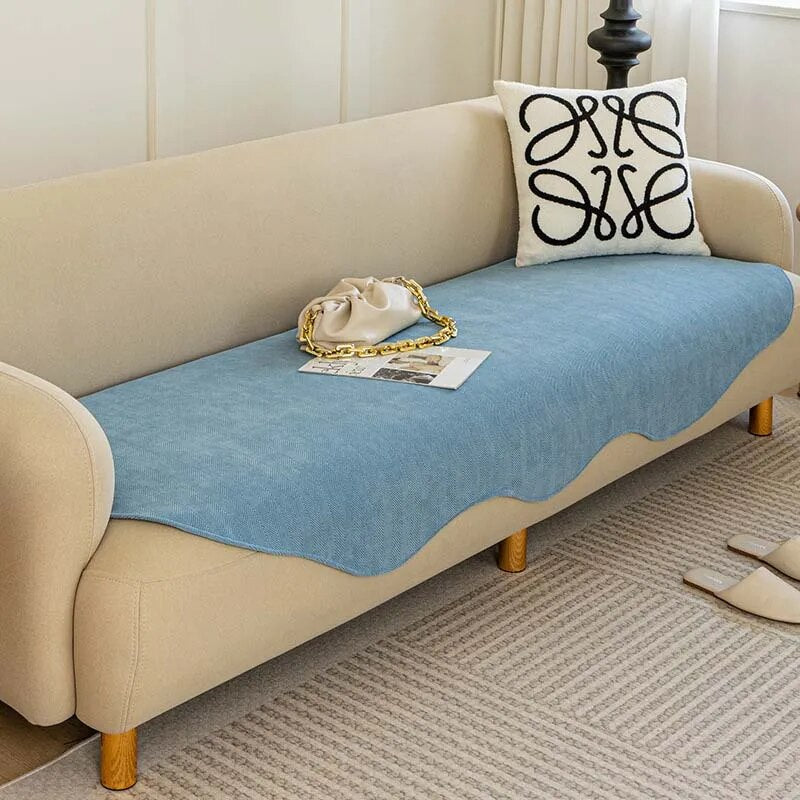 Irregular Shaped Luxury Sofa Cover in Sky Blue Color