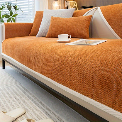 Chenille Universal Sofa Cover in Orange Color