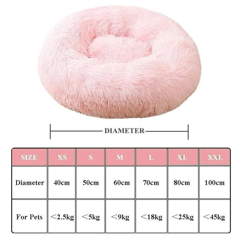 Size Chart of Orthopedic Plush Donut  Round Dog Bed: Non-Slip & Soothing Comfort