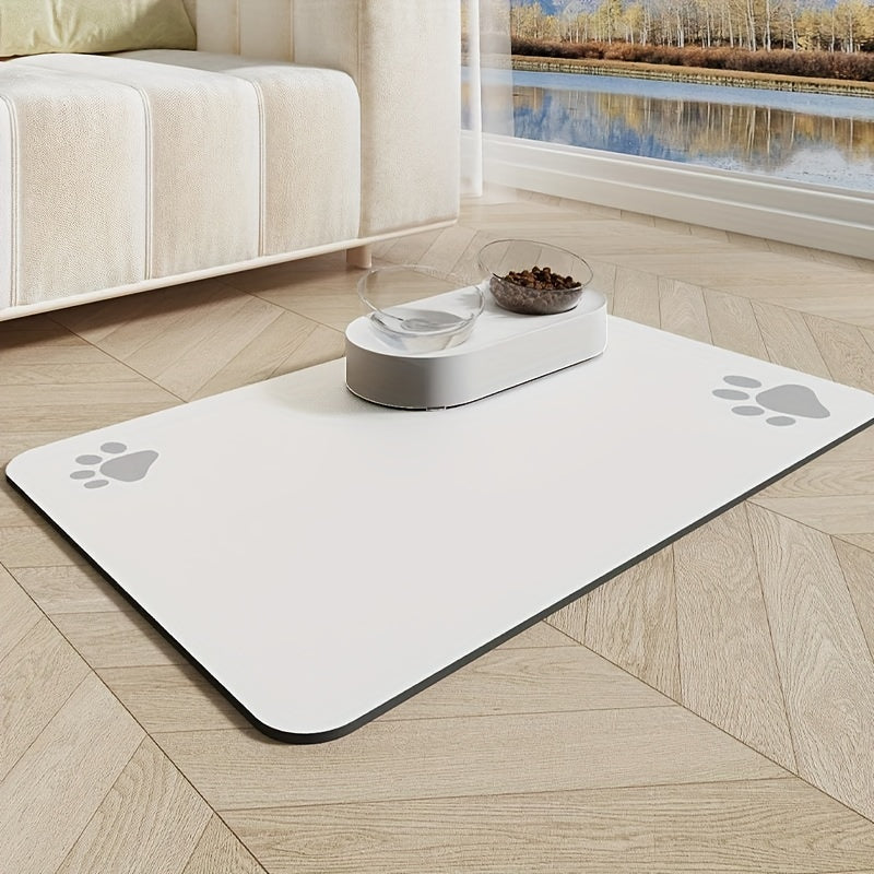 Easy-to-clean dog food mat in white color